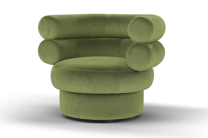 Sofology Fitzrovia Fabric Accent Swivel Chair in Matt Velvet Olive Without Trim