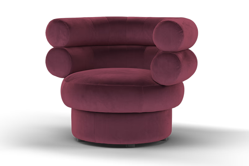Sofology The Fitzrovia Swivel Chair in Matt Velvet Wine All Over Without Trim