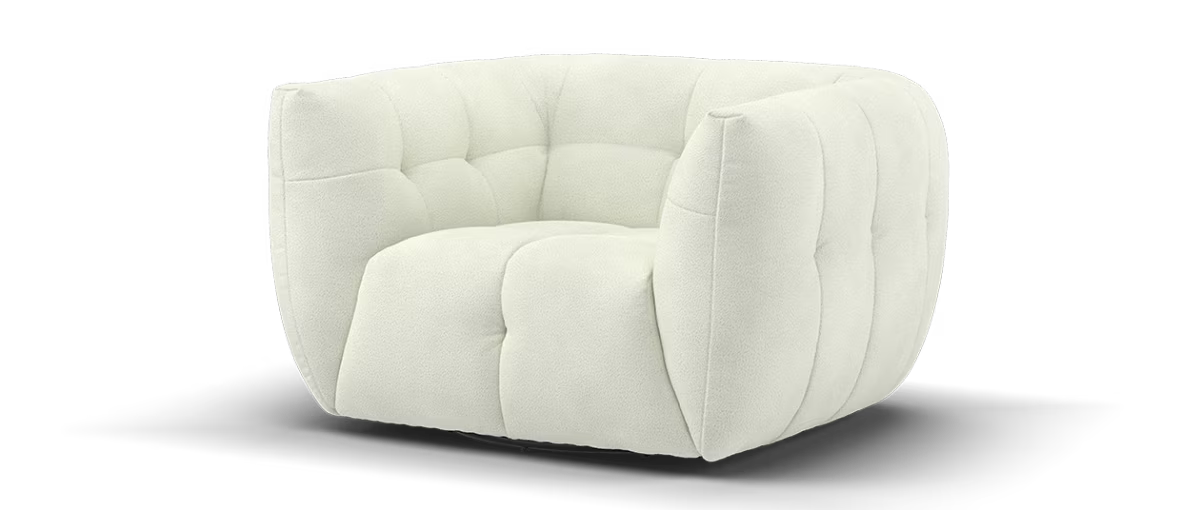 Sofology Lunar Fabric Swivel Chair in Woven Boucle Linen