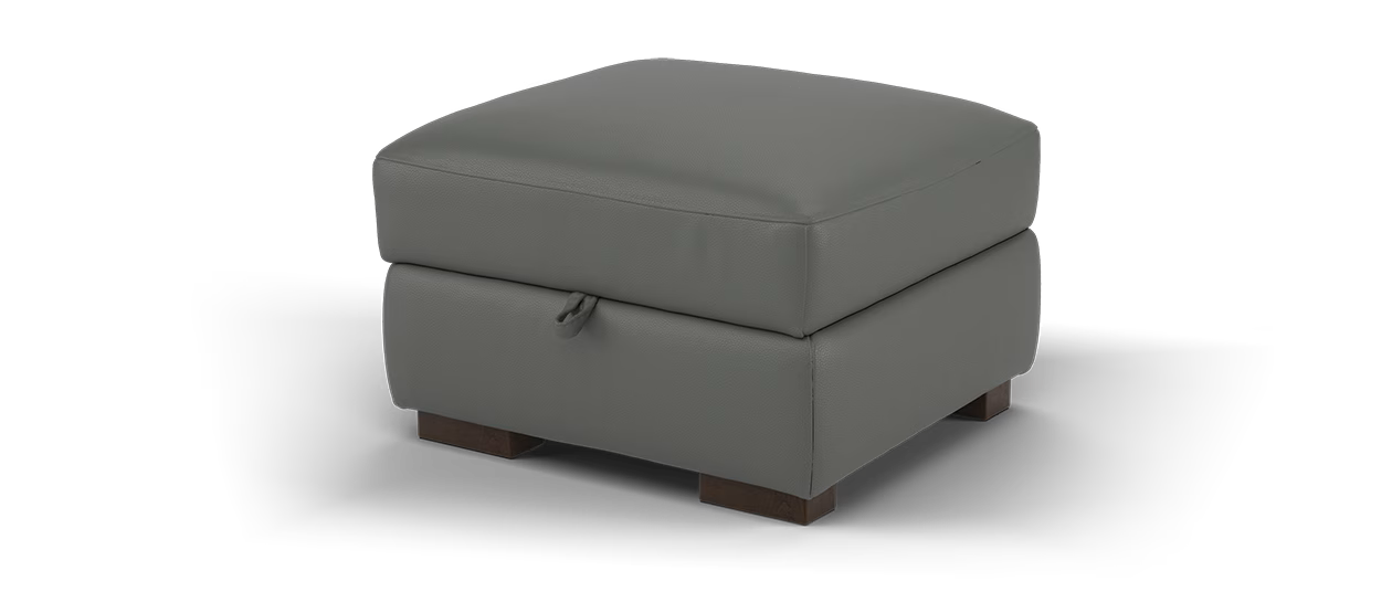 Sofology Metropolitan Storage Footstool in Trusty Matt Leather Plus Charcoal