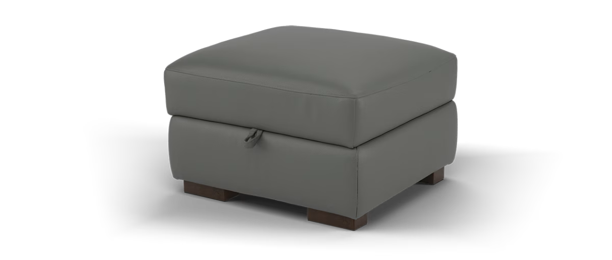 Sofology Metropolitan Leather Storage Footstool in Trusty Matt Plus Charcoal