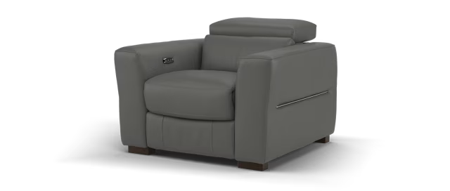 Sofology Metropolitan Chair Power Recliner in Trusty Matt Leather Charcoal