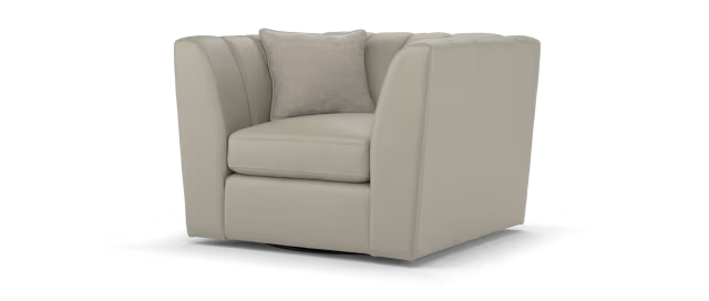 Sofology Downtown Leather Swivel Chair in Trusty Supple Taupe Grey Mix