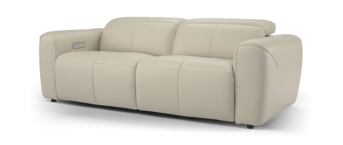 Sofology The Riviera Leather 2.5 Seater Power Recliner/Headrest Heated Seat in Trusty Super Matt Stone