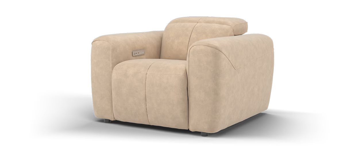 Sofology The Riviera Chair Power Recliner Heated Seats in Lifestyle Flecked Fabric Sand