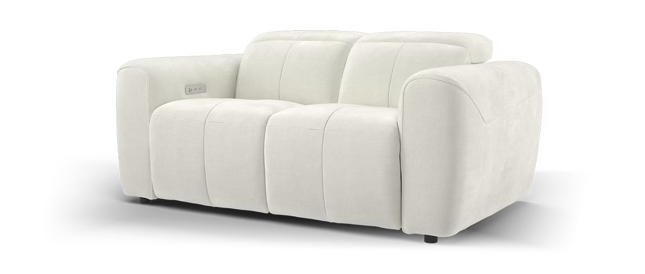 Sofology Riviera Fabric 2 Seater Power Recliner/Headrest in Relaxed Chenille Cotton