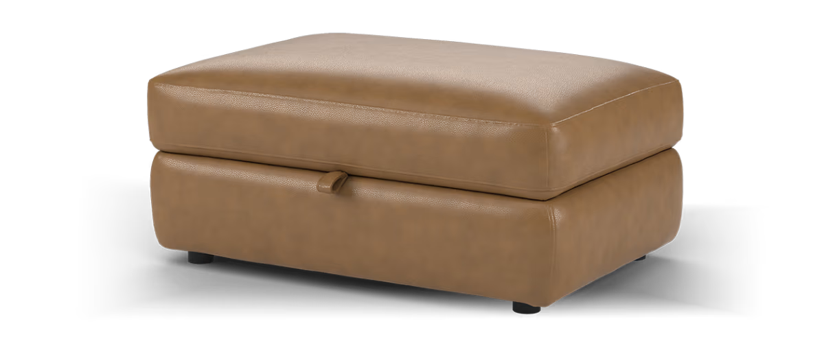 Sofology Retreat Leather Large Storage Footstool in Relaxed Soft Tan
