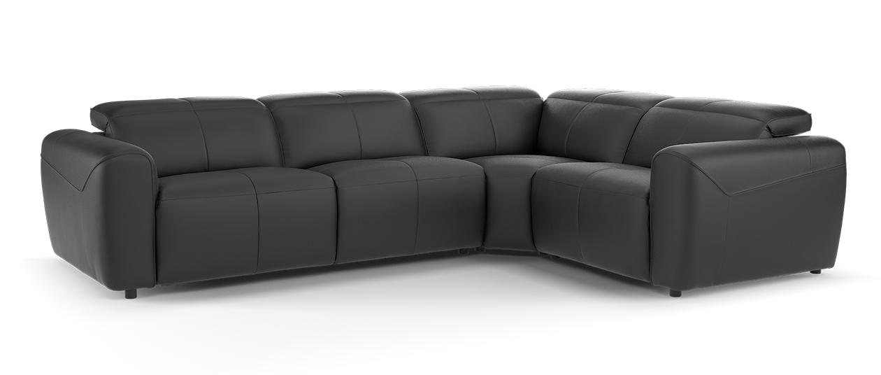 Sofology The Venezia 3 Corner 1.5 in Trusty Embossed Leather Jet Black