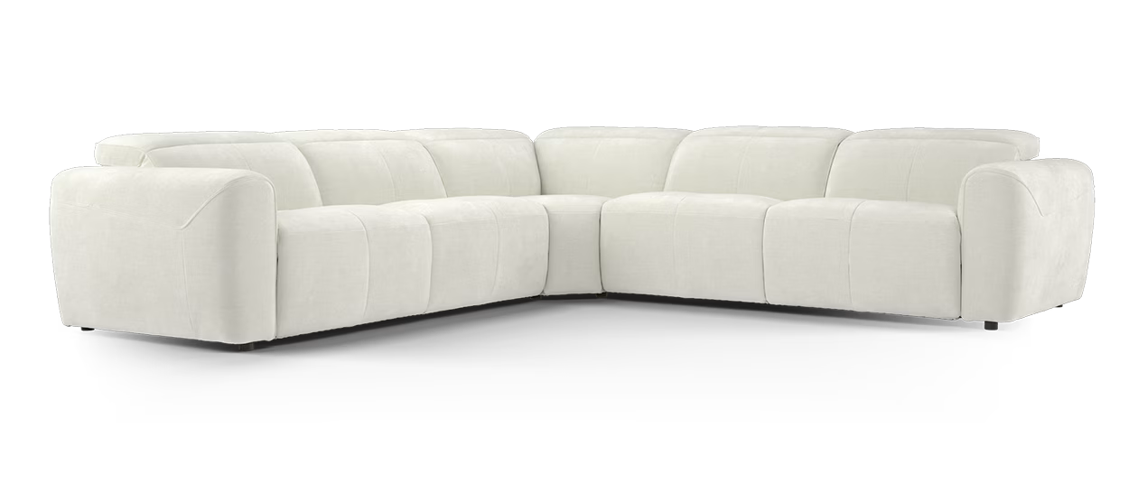 Sofology The Riviera 3 Corner Console 3 in Relaxed Chenille Cotton With Power Headrest and Power Recliner Pw Hdrst X2,Pw Rec X2