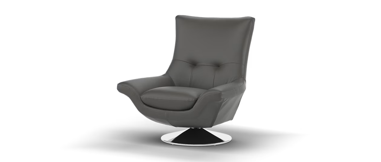 Sofology The Viento Swivel Chair in Trusty Embossed Leather Charcoal