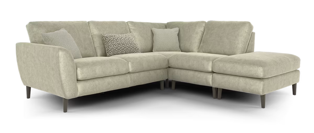Sofology The Hackney Fabric 2 Corner 1 Chaise Memory Foam Seats in Lifestyle Dapple Fabric Stone Mix