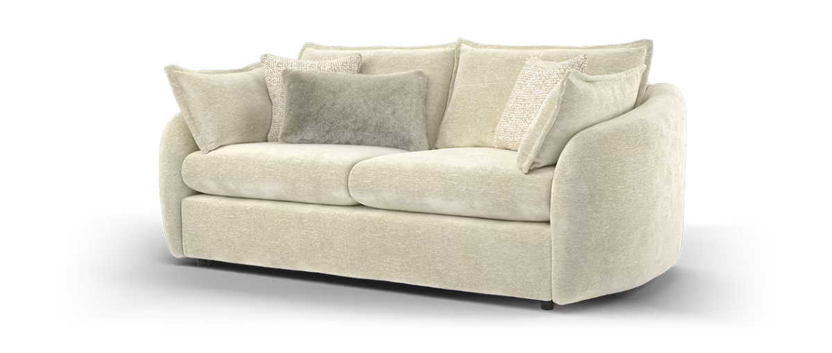 Sofology Portobello Fabric 3 Seater Sprung Seats in Linen Look Chenille Natural Mix