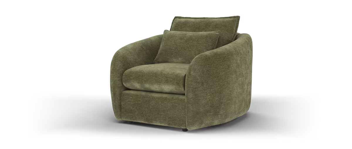 Sofology Portobello Fabric Chair Foam Seat in Linen Look Chenille Olive Green