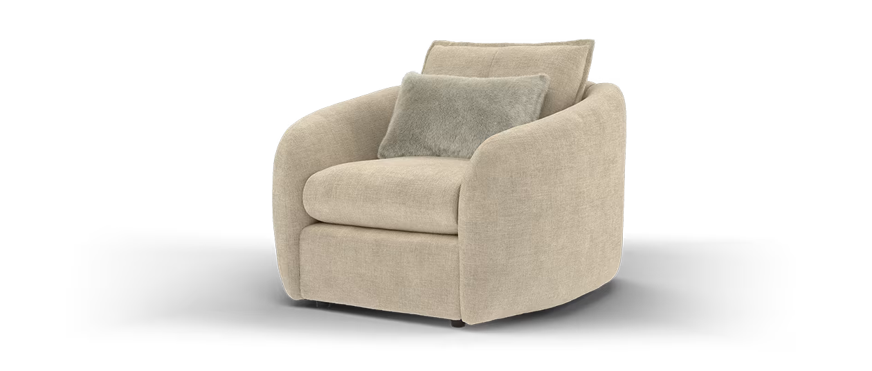 Sofology Portobello Fabric Chair Foam Seat in Teddy Chenille Natural Mix