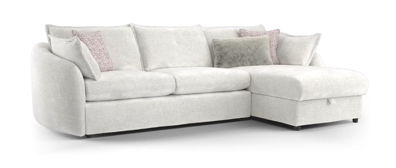 Sofology Portobello Fabric 3 Seater Chaise Storage Sprung Seats in Luxury Chenille Mist Mix
