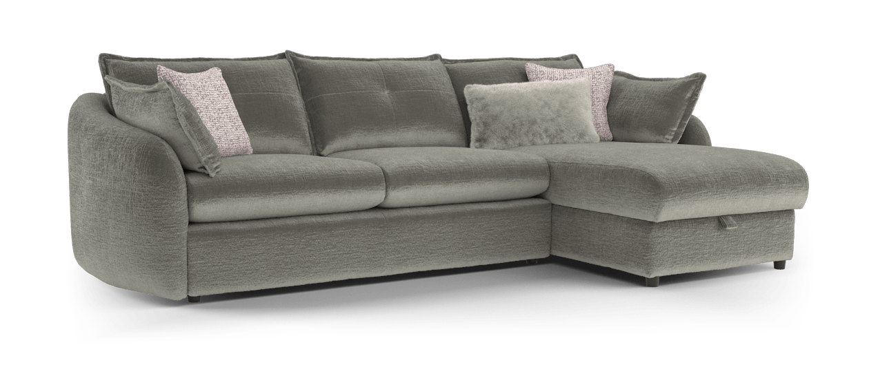 Sofology Portobello 3 Seater Chaise In Teddy Chenille Grey Mix