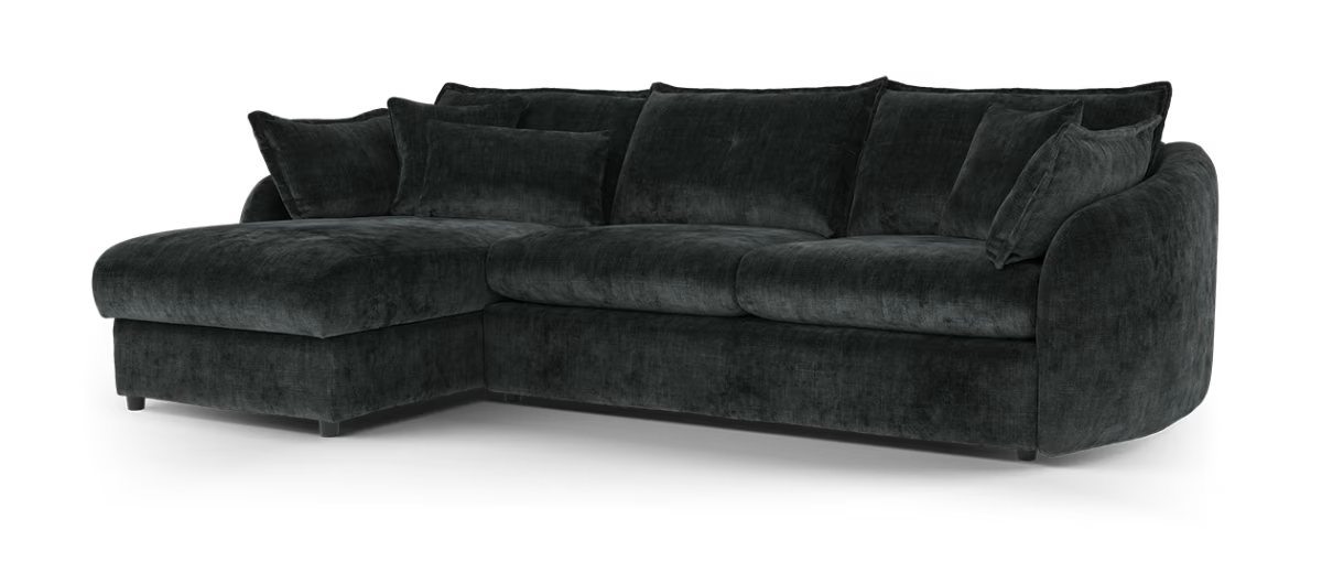 Sofology Portobello Fabric Chaise 3 Seater Foam Seats Storage in Luxury Chenille Anthracite