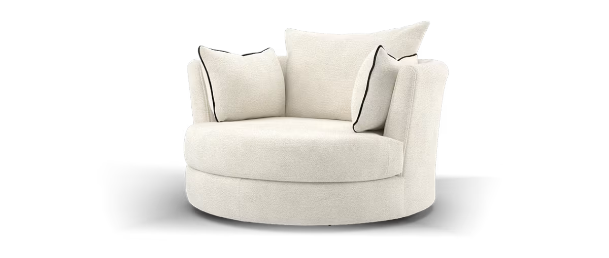 Sofology Westwood Fabric Large Swivel Chair in Soft Boucle Ecru Mix