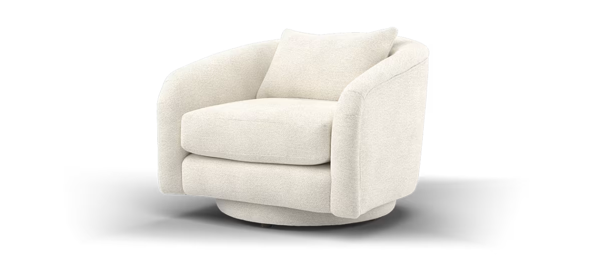 Sofology Westwood Fabric Swivel Chair in Soft Boucle Ecru