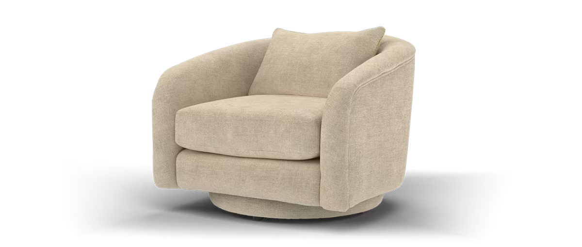 Sofology Westwood Fabric Swivel Chair in Teddy Chenille Natural Mix