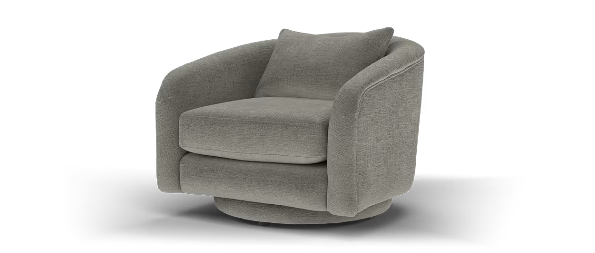 Sofology Westwood Fabric Swivel Chair in Teddy Chenille Slate Mix