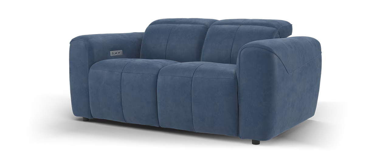 Sofology Riviera Fabric 2.5 Seater Power Recliner/Headrest in Lifestyle Flecked Navy