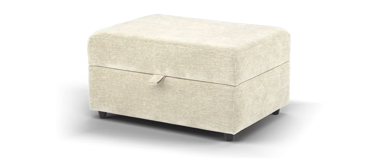 Sofology Strand Storage Footstool in Linen Look Chenille Natural