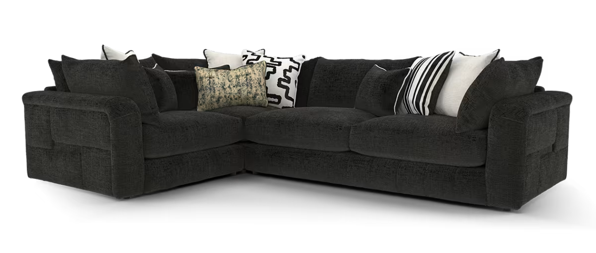 Sofology The Westwood Fabric Chaise 1 Corner 3 No Trim in Teddy Chenille Black