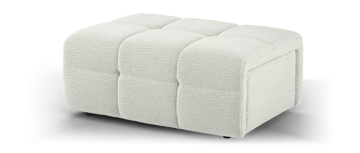 Sofology Lunar Fabric Designer Storage Footstool in Woven Boucle Moonstone