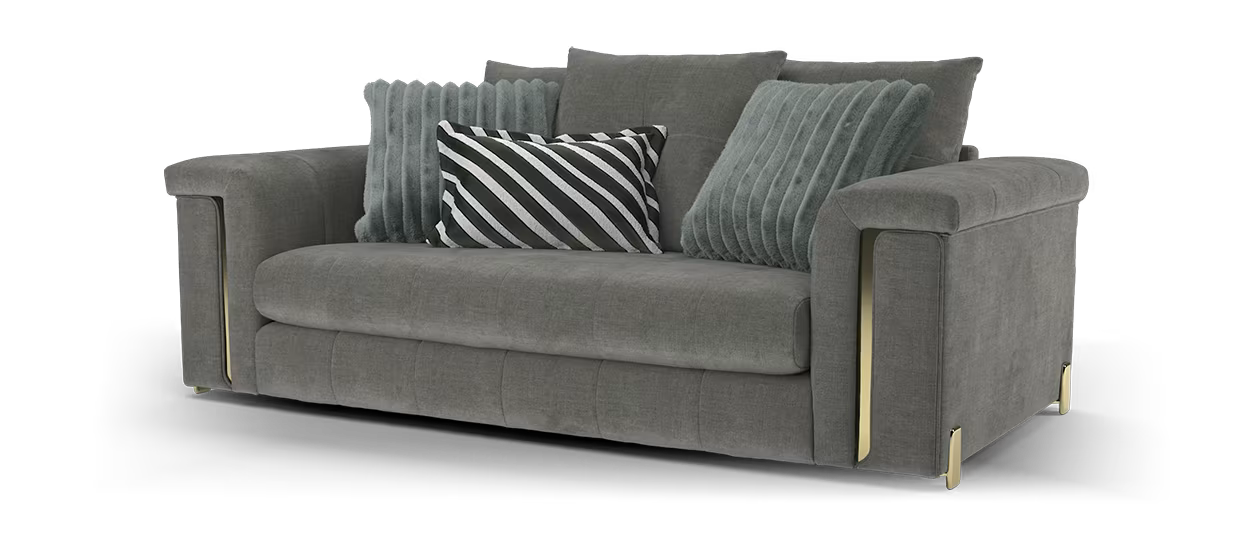 Sofology The Oscar 2 Seater Fabric Sofa in Fine Textured Chenille Grey Mix