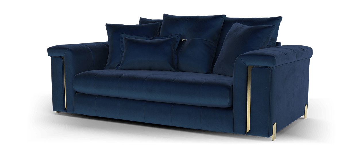 Sofology The Oscar 2 Seater Fabric Sofa in Super Matt Velvet Navy All Over
