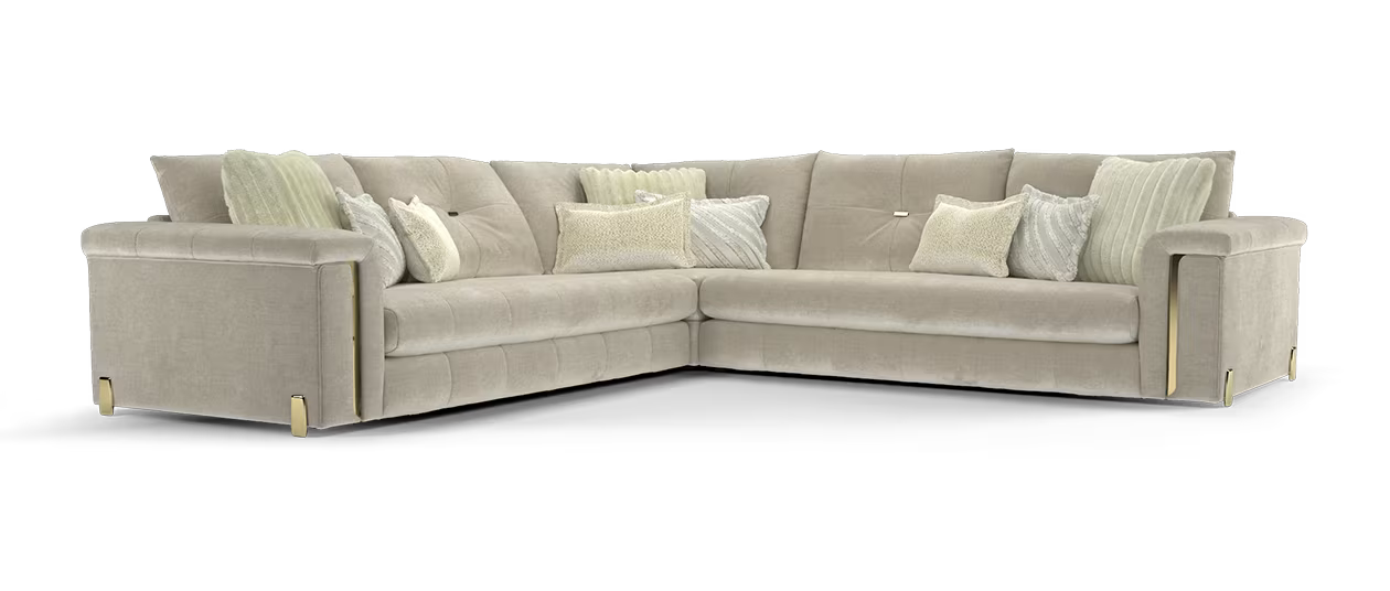 Sofology Oscar Fabric 3 Corner 3 in Fine Textured Chenille Stone Mix