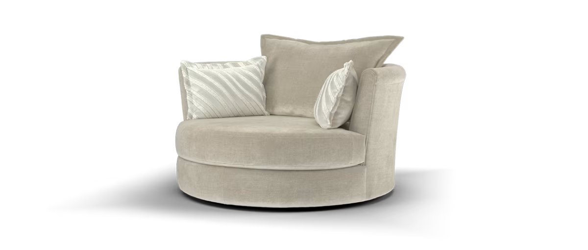 Sofology Oscar Fabric Large Swivel Chair in Fine Textured Chenille Stone Mix
