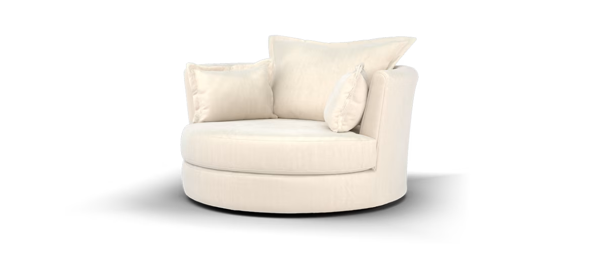 Sofology Oscar Fabric Large Swivel Chair in Super Matt Velvet Ecru All Over