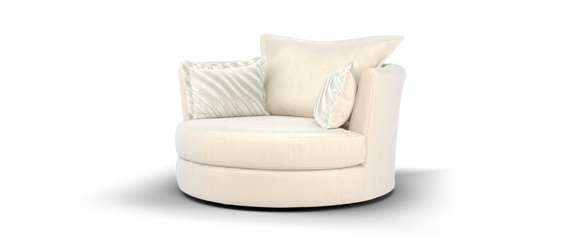 Sofology Oscar Fabric Large Swivel Chair in Super Matt Velvet Ecru Mix