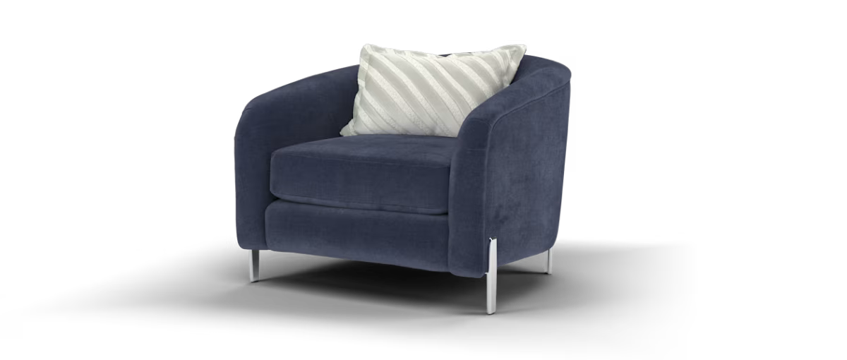 Sofology Oscar Fabric Accent Chair in Fine Textured Chenille Denim Mix