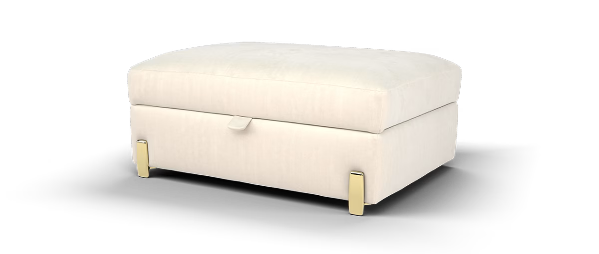Sofology Oscar Fabric Storage Footstool in Super Matt Velvet Ecru