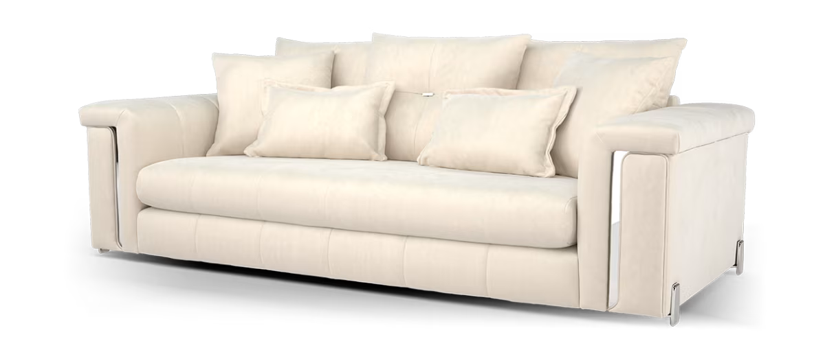Sofology The Oscar 3 Seater Fabric Sofa in Super Matt Velvet Ecru All Over