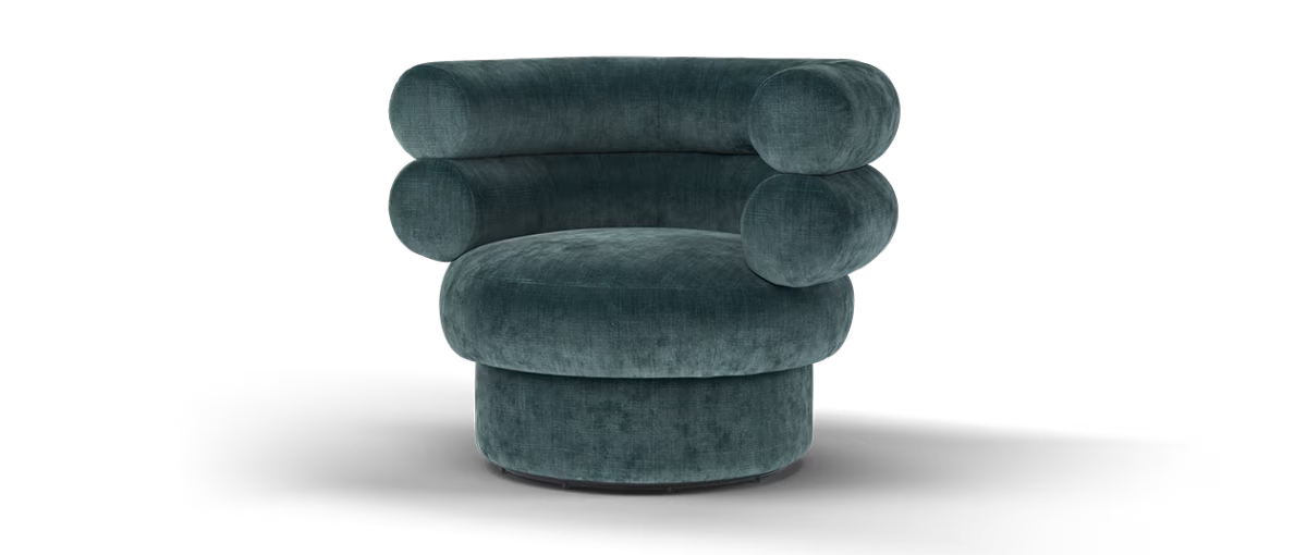 Sofology Fitzrovia Fabric Accent Swivel Chair in Luxury Chenille Teal