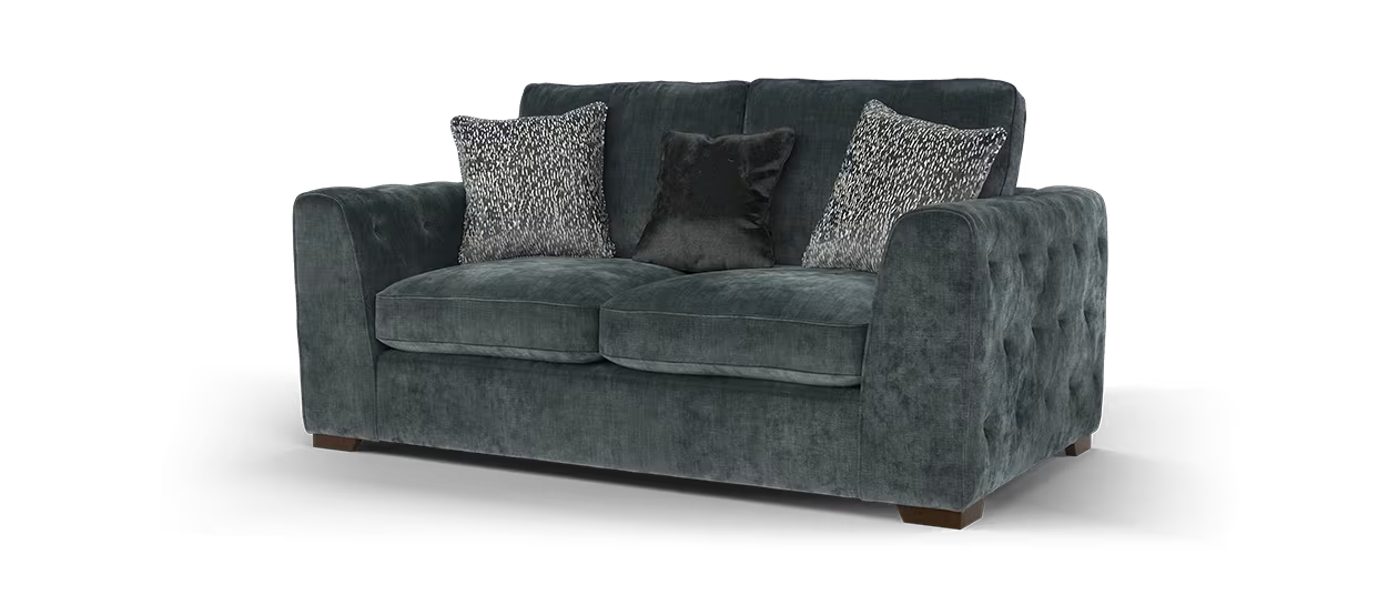 Sofology Valentina Fabric 2 Seater Full Back Foam Seats in Luxury Chenille Charcoal Mix