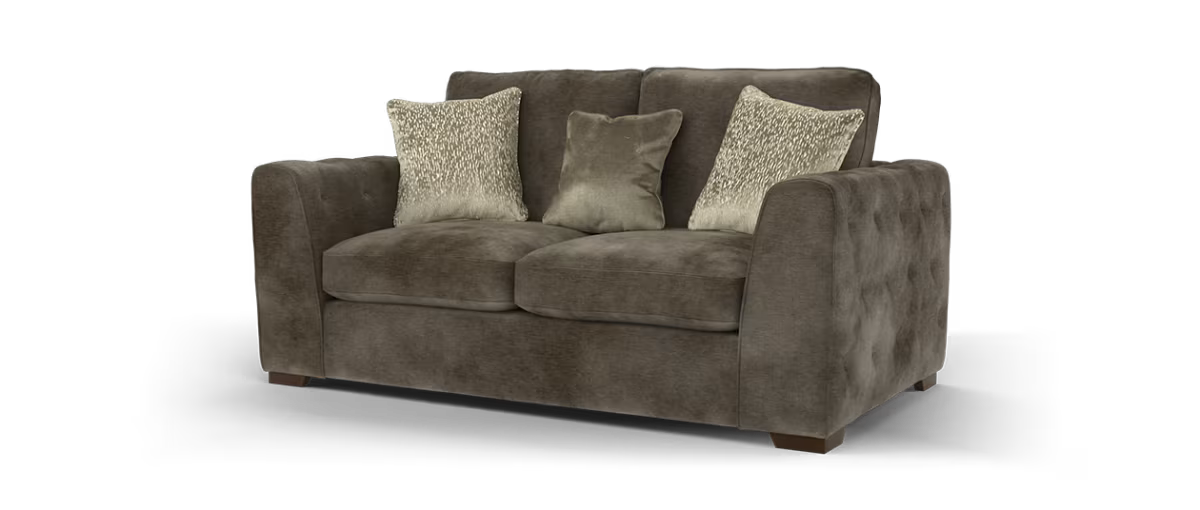 Sofology Valentina Fabric 2 Seater Full Back Foam/Fibre Seats in Luxury Deep Pile Chenille Mole Mix