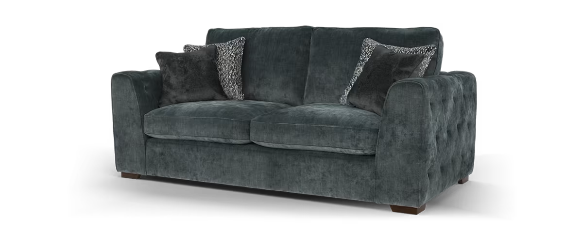 Sofology Valentina Fabric 3 Seater Full Back Foam Seats in Luxury Chenille Charcoal Mix