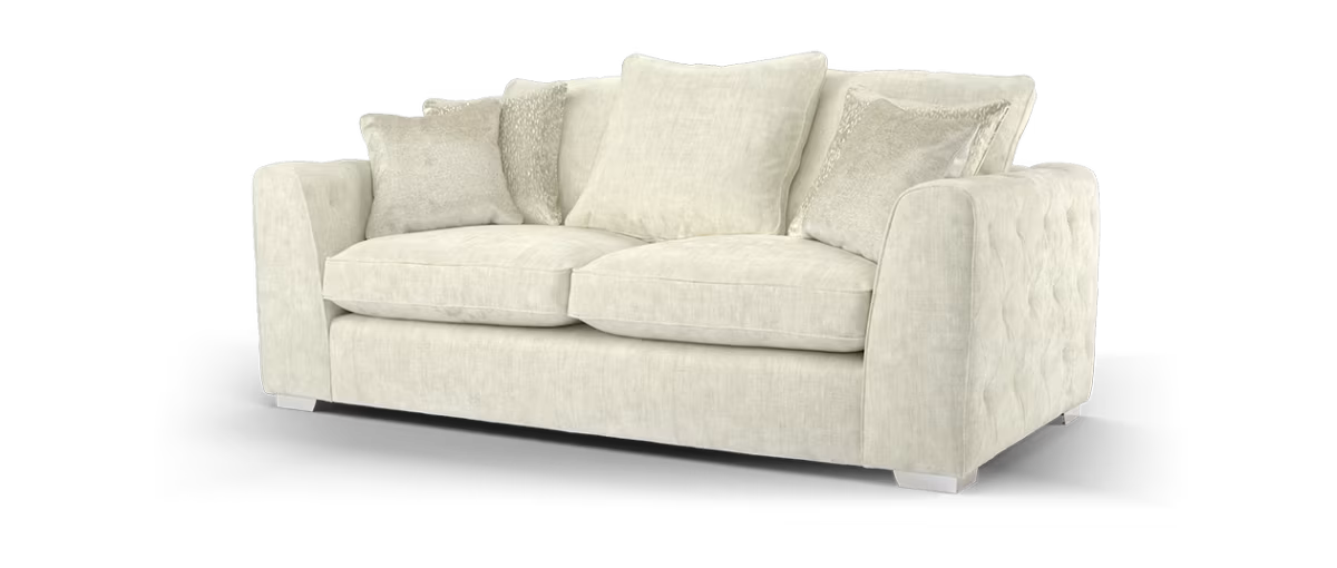 Sofology Valentina Fabric 3 Seater Foam/Fibre Seats Pillow Back in Luxury Chenille Mist Mix