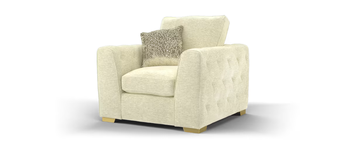 Sofology Valentina Fabric Chair Foam Seat in Luxury Deep Pile Chenille Stone Mix