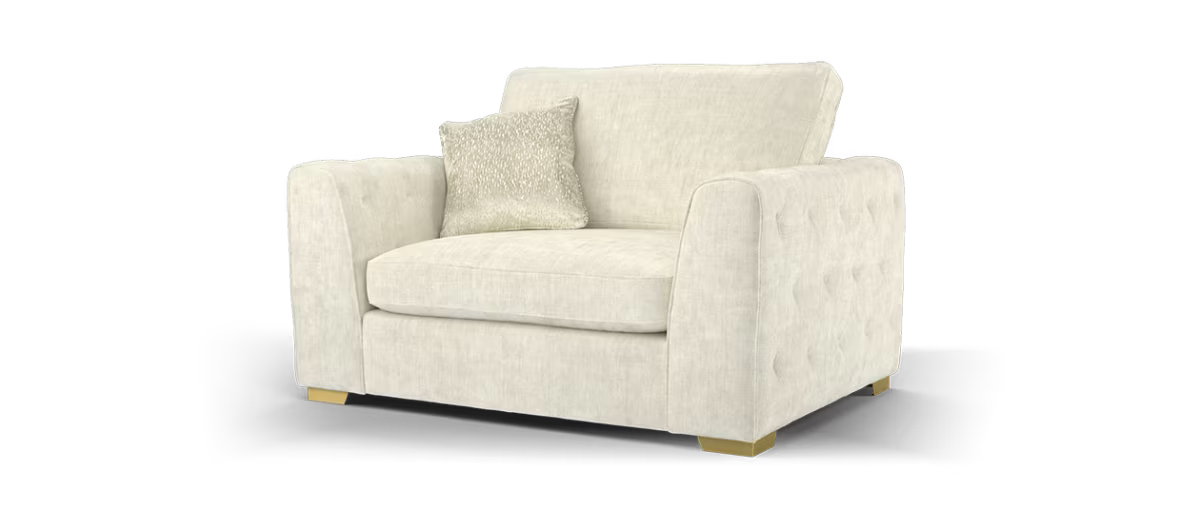 Sofology Valentina Fabric Loveseat Full Back Foam Seat in Luxury Chenille Mist Mix
