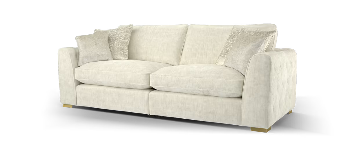 Sofology Valentina Fabric 4 Seater Split Foam Seats Full Back in Luxury Chenille Mist Mix