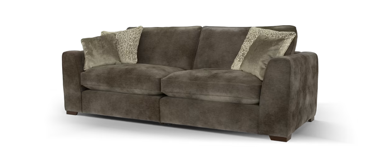 Sofology Valentina Fabric 4 Seater Split Foam/Fibre Seats Full Back in Luxury Deep Pile Chenille Mole Mix