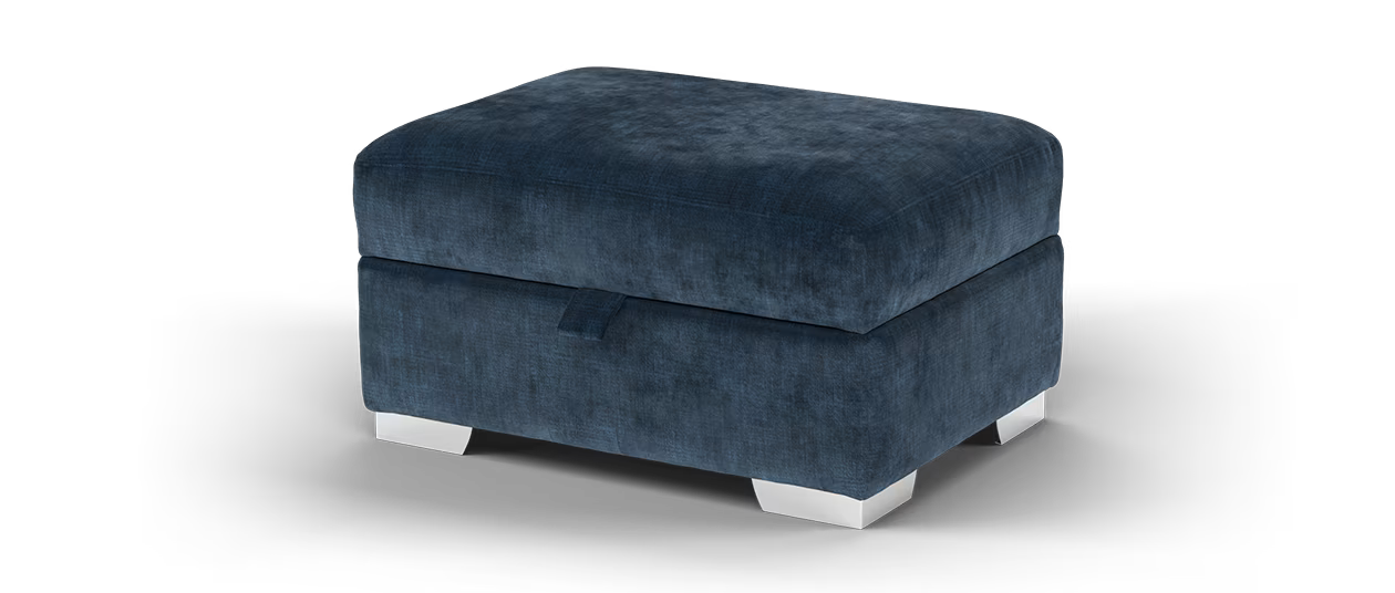 Sofology Valentina Fabric Storage Footstool in Luxury Chenille Navy