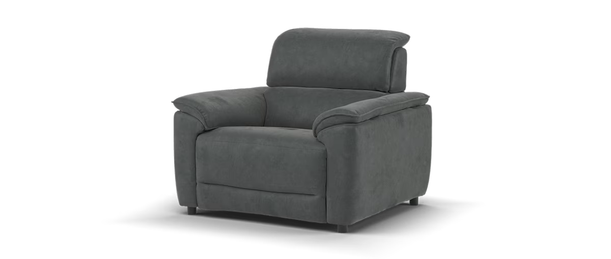 Sofology Hugo Fabric Chair Power Recliner/Headrest in Lifestyle Flecked Charcoal