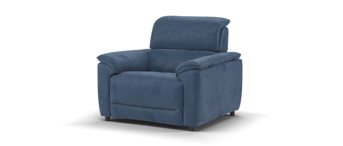Sofology Hugo Fabric Chair Power Recliner/Headrest in Lifestyle Flecked Navy